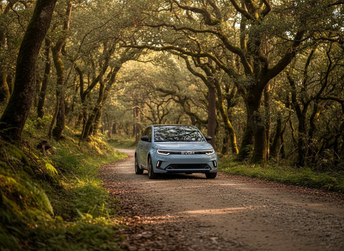EVOM colorful electric cars by the sea